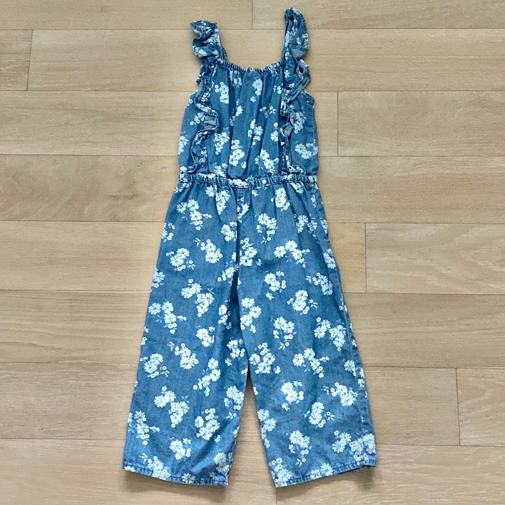 Chambray Floral Jumpsuit